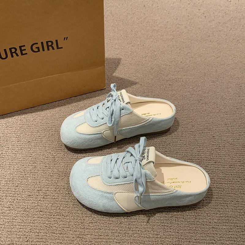 

Muse lace-up bag head women s shoes outer wear spring 2025 new flat-bottomed lazy one-pedal casual single shoes 35 червоний