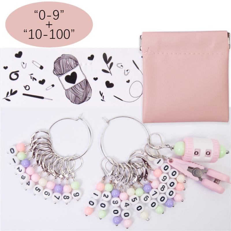 10PCS Number Stitching Marker Charm Locking Crochet Stitching Marker with Knitting Counter Scissors for Knitting Weaving