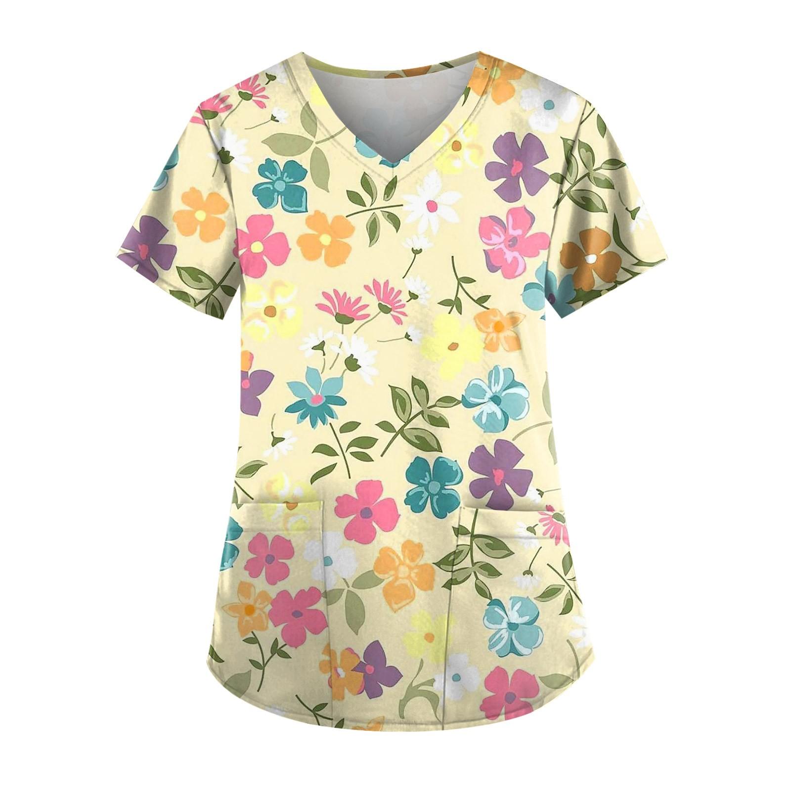 

Жіноча робоча блузка з V-подібним вирізом і короткими рукавами XXXXL жовтий