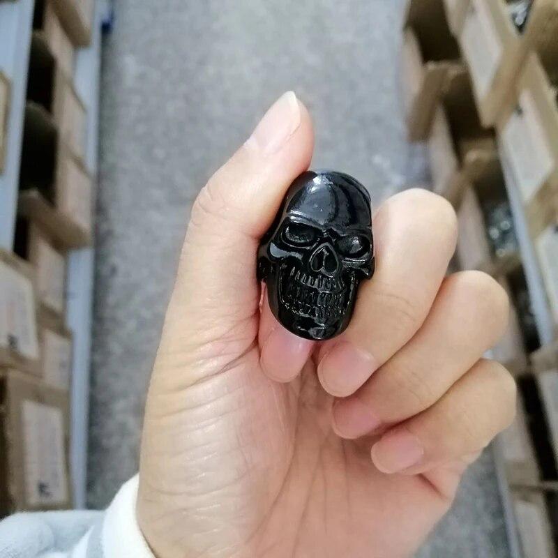 Retro gotické punkové pánské prsteny z nerezové oceli Trendy černé prsteny s lebkou pro pánské šperky Halloween doplňky
