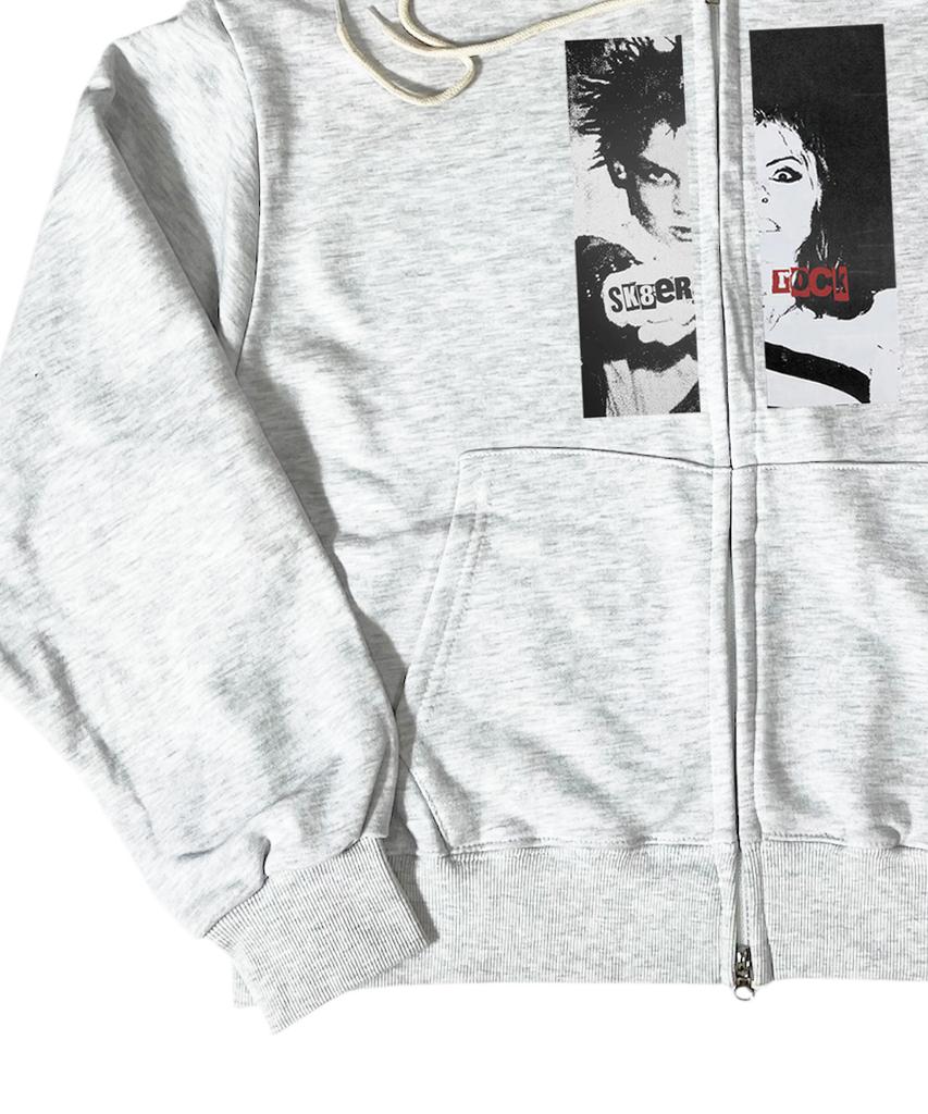 Sk8Er Rock Boy Or Girl Sweat Hood Zip-Up ((White Melange))
