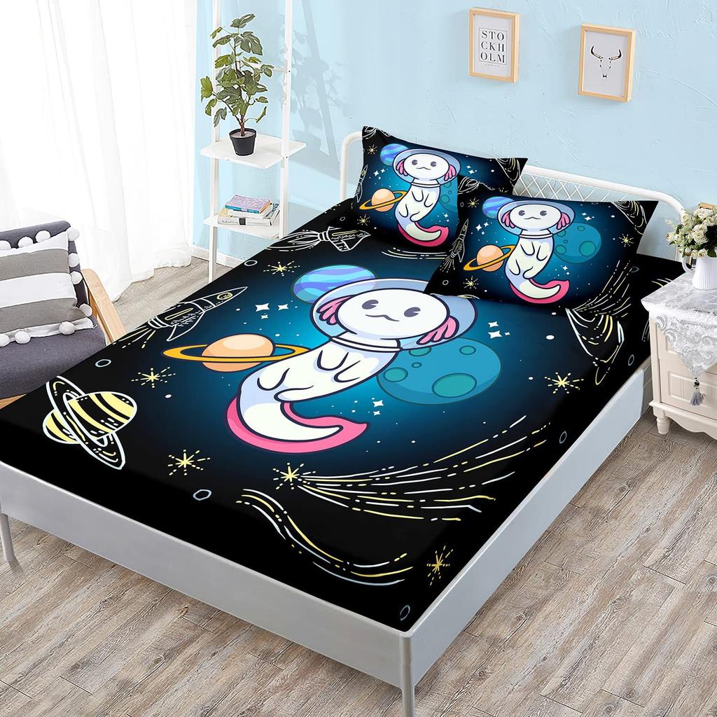 Color Star Theme Pattern Mattress Three-Piece Digital Printing Bedding Set Adult Children