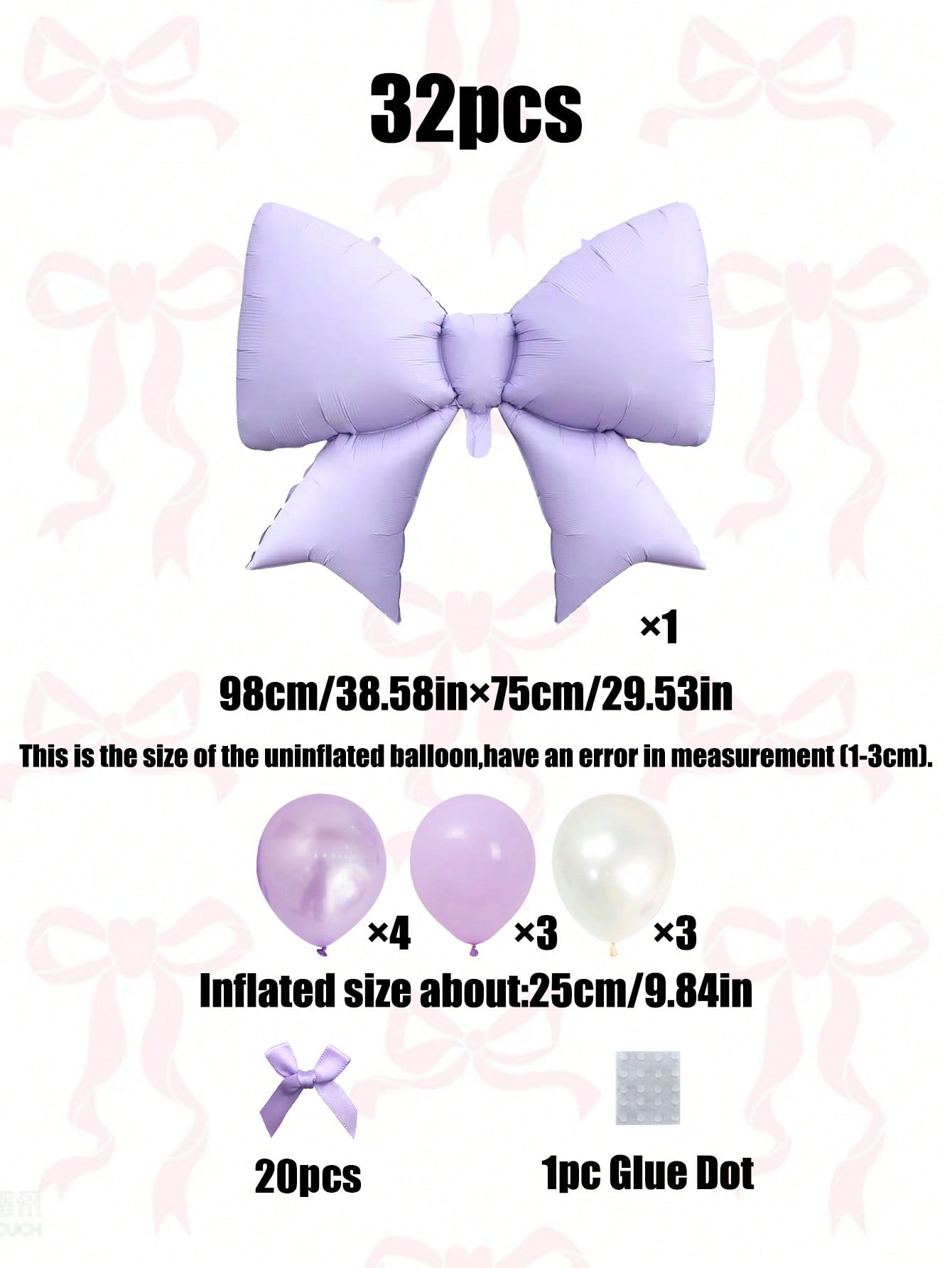 

32pcs Large Decorative Balloons with Purple Bows Suitable for Wedding Decoration Birthdays Themed Parties Decoration Supplies others