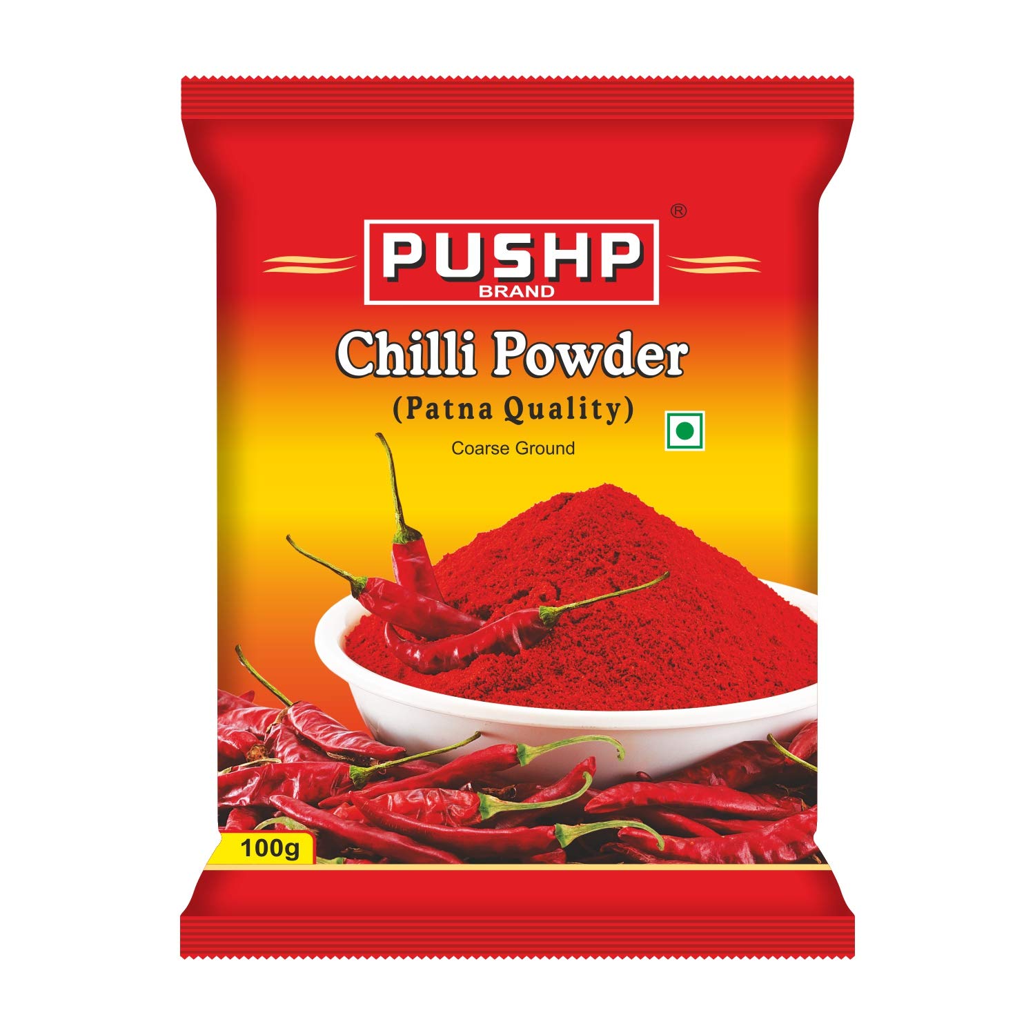 Pushp Brand Chilli Powder 100g Neutral Spicy Red Chilli Powder Essential Indian Spice For Flavorful Cooking Recipes
