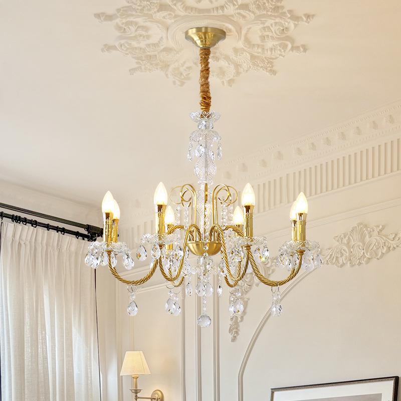 Nordic Wave Crystal Copper Chandelier for Dining Room, Bedroom, or Living Room