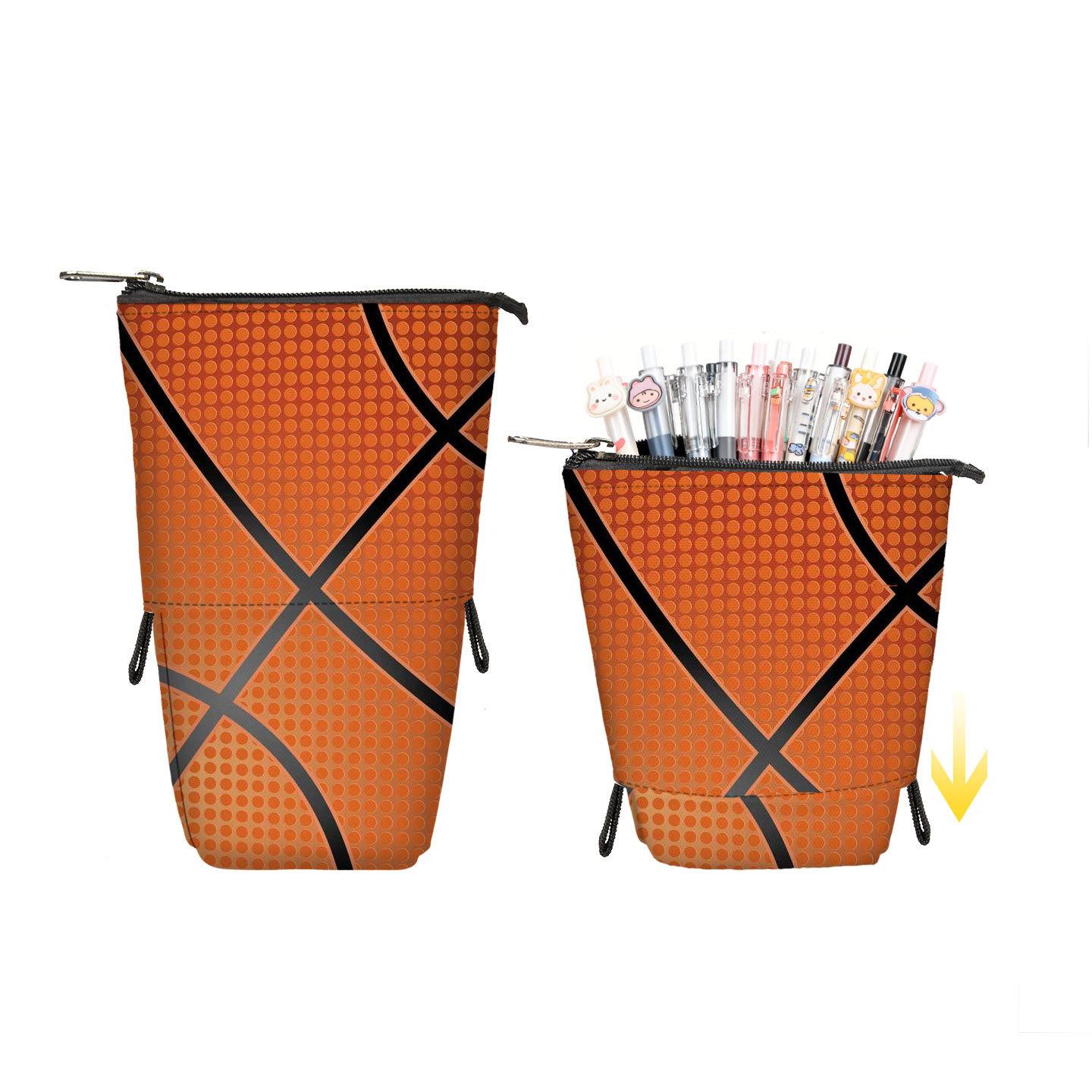 

Telescopic Pencil Bag Pen Holder Stationery Case,Stand-up Retractable Transformer Bag soccer basketball,rugby sports pencil case