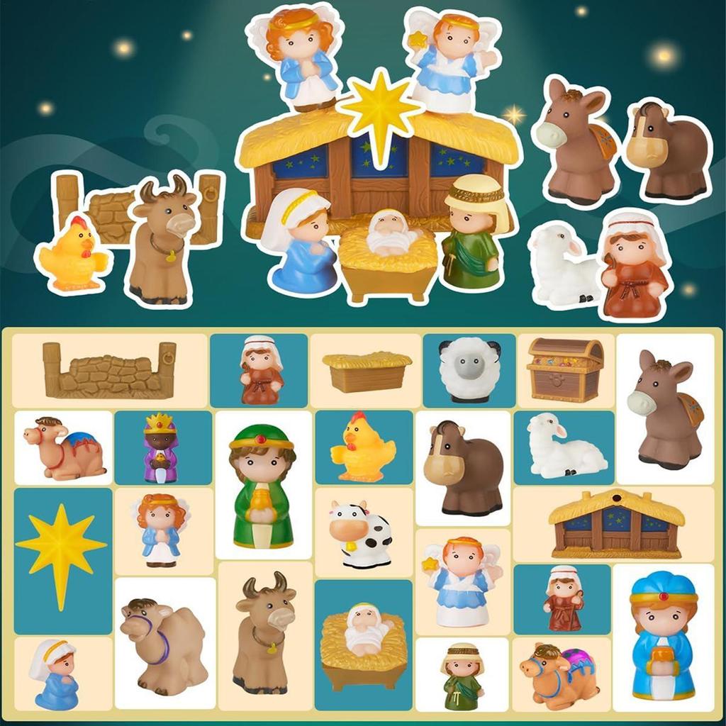 2025 Countdown Advent Nativity Calendar Nativity Scene Jesus Story Christmas Countdown Decor 25pcs Nativity Scene Set For Kid