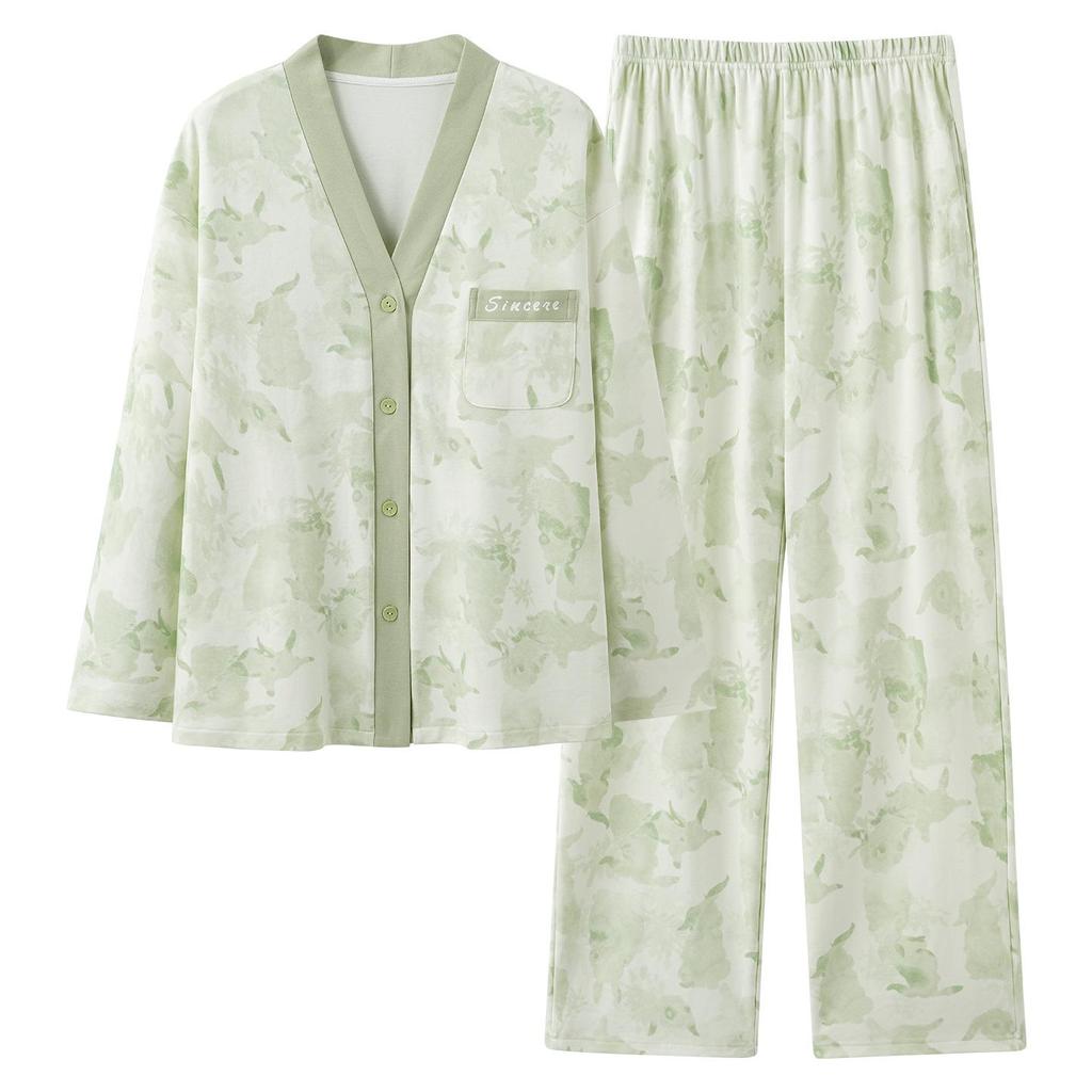 2025 New Pure Cotton Women's Pajama Set: Long Sleeve Cartoon Design for Spring & Autumn