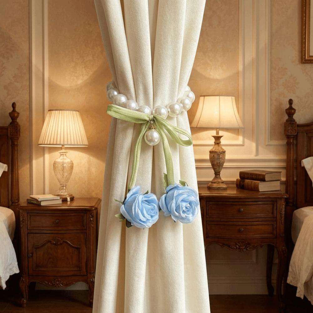 2PCS Decorative Rose Curtain Straps Portable Curtain Binding Curtain Buckle Living Room