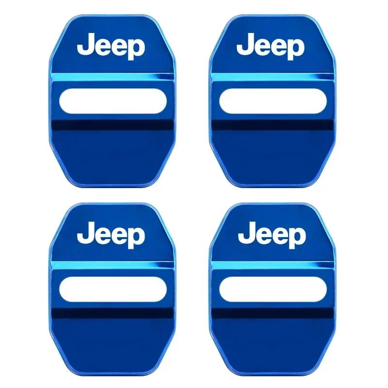 

For Jeep 4 PCS/Set Fashion Stainless Steel Car Covers Door Lock Protecting Cover For Jeep Renegade Compass Patriot Cherokee W синий