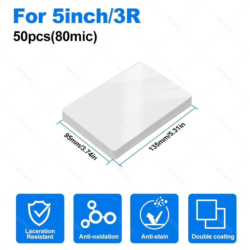 50sheets 80 Mic 3/5/6/inch Laminating Film PET EVA Plastic Film for Hot Laminator 3R 4R 5R A6 A5 A4 For Photo/Files/Card/Menu