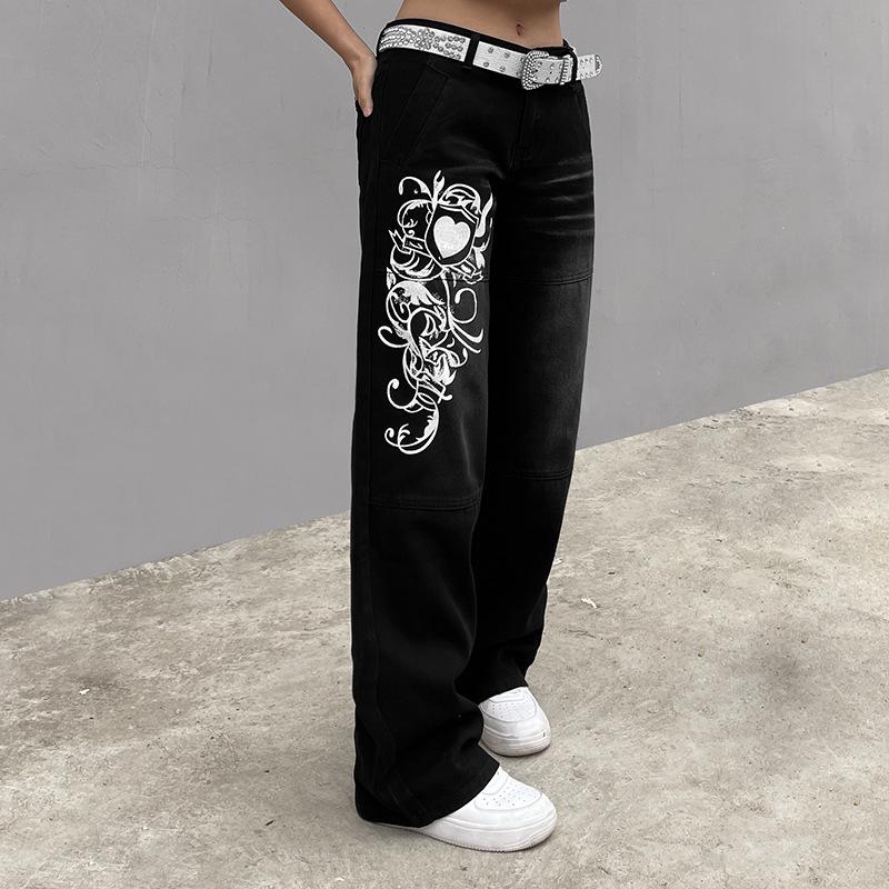Trendy 2022 European & American Wide-Leg Printed Women's Jeans