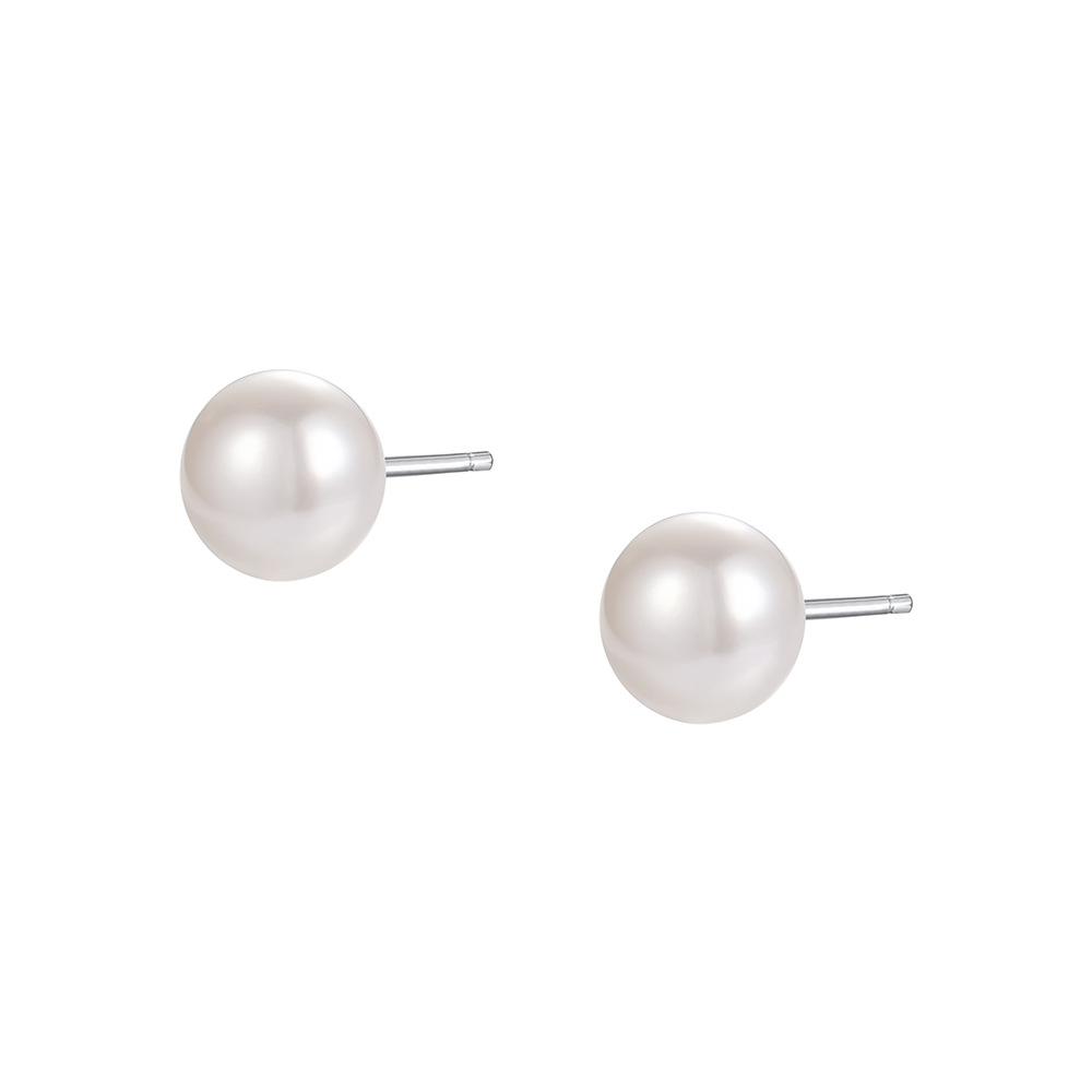French Luxury Natural Freshwater Pearl 999 Sterling Silver Earrings for Women Simple Exquisite Wedding Jewelry
