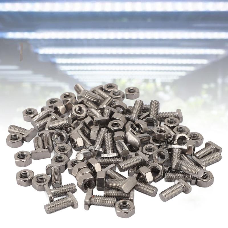 50 Stück Gewächshaus Schrauben Muttern Set Edelstahl M6X14 Schrauben Und M6 Sechskantmuttern Für Außenpflanzen Gartenbau
