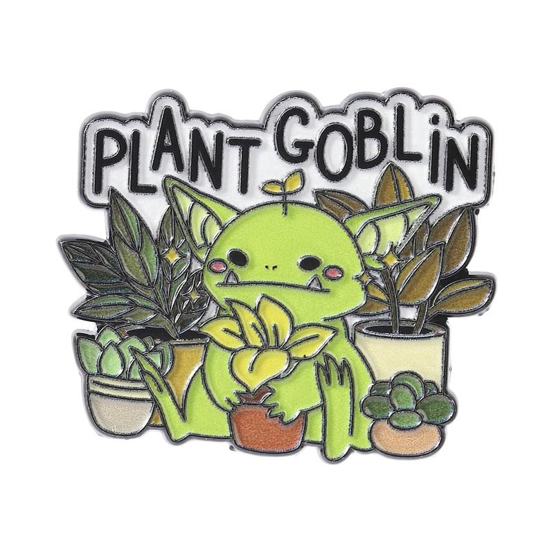

Plant Goblin Enamel Pin Green Alien Potted Brooches Fantasy Creature Badge For Gardeners Backpack Accessory Gift For Friends