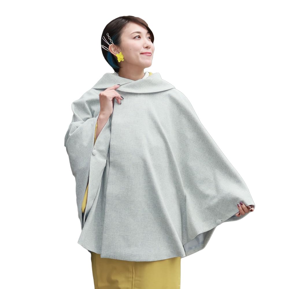 

Kimono Cape Coat Poncho Cloak Haori for both Japanese and Western use [Kyoto Yuzen] (Light Gray) світло-сірий колір