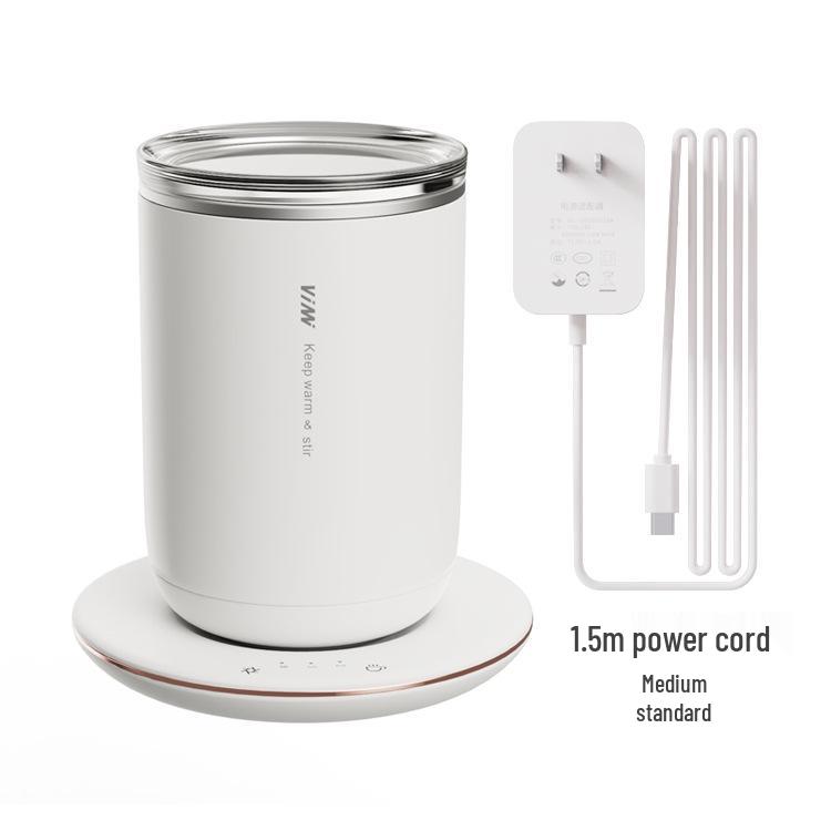 Tazza Riscaldante Magnetica Auto-Mescolante 2-in-1 in Acciaio Inossidabile con Controllo Intelligente della Temperatura e Design a Doppia Parete
