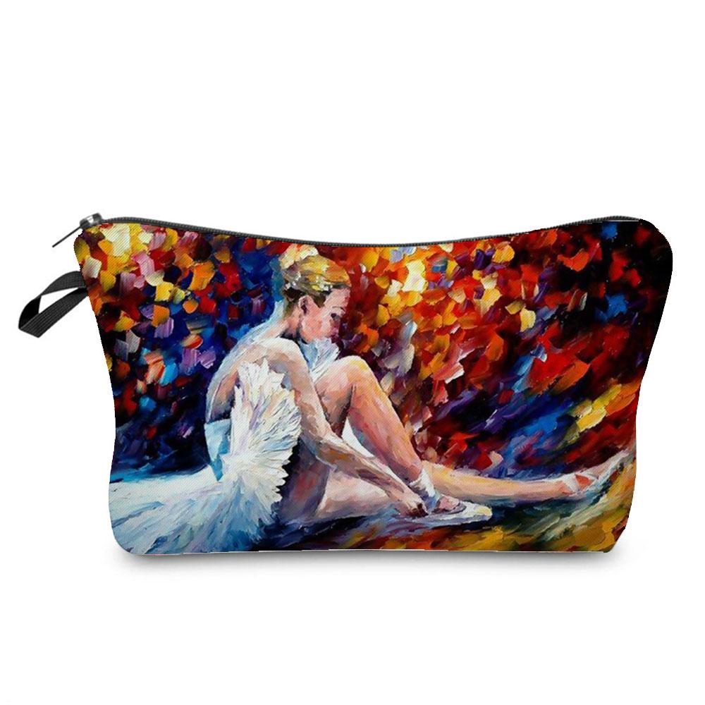 Ballet Art Girl Fashion Printed Cosmetic Bags Toiletries Organizer  School Daily Pencil CasesOutdoor Practical Makeup Bag Female