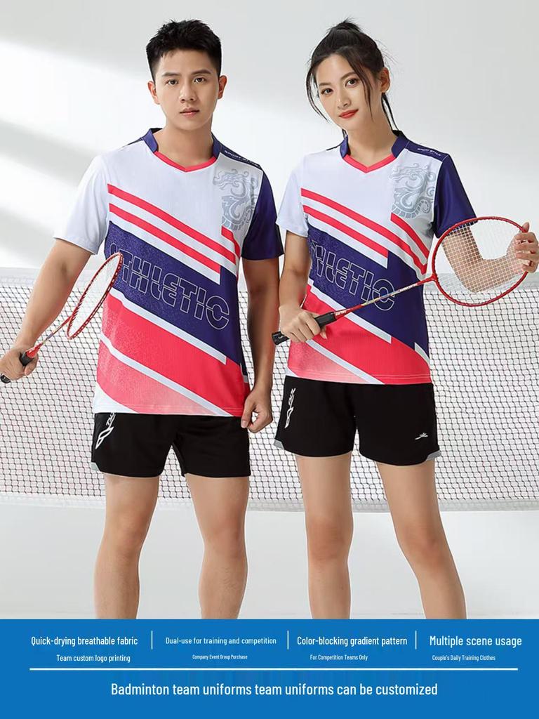 Quick-Dry Breathable Badminton Couple Set: High-End Fabric, Training & Competition Use, Customizable Text