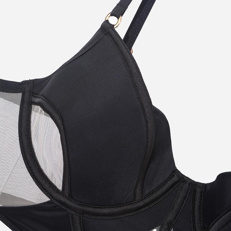 Sexy French Mesh Cotton Lingerie Set: Slimming Supportive Bra for Large Bust