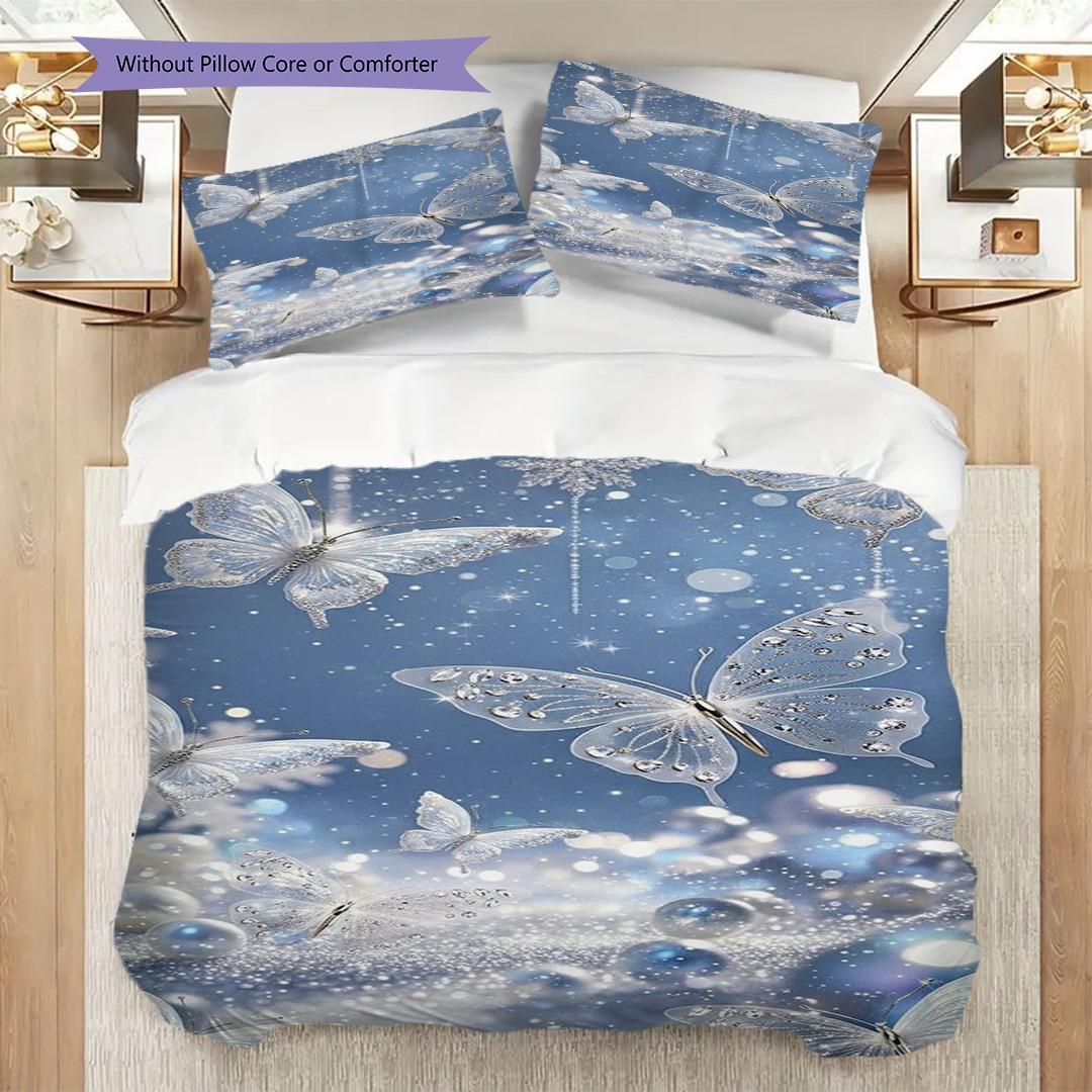 

1PC Butterflies, flowers Bedding Quilt Set Quilt Cover Pillowcase Home Decoration Birthday Gift (1 * duvet cover + 15 * pillowcase, without core) 135x200cm