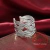 925 Sterling Silver Cross Weave Open Ring for Woman Man Wedding Engagement Party Gift Fashion Charm Jewelry