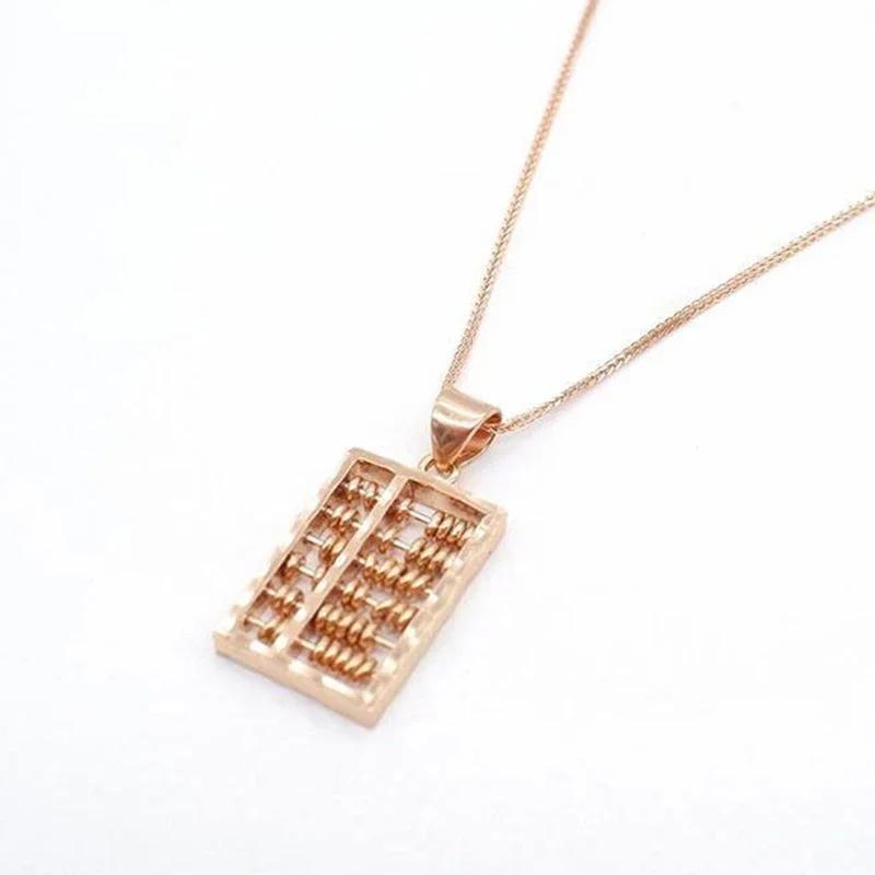 

Classic and minimalist Chinese style abacus pendant Copper plated rose gold fashionable glossy necklaces banquet Zircon gift 45cm