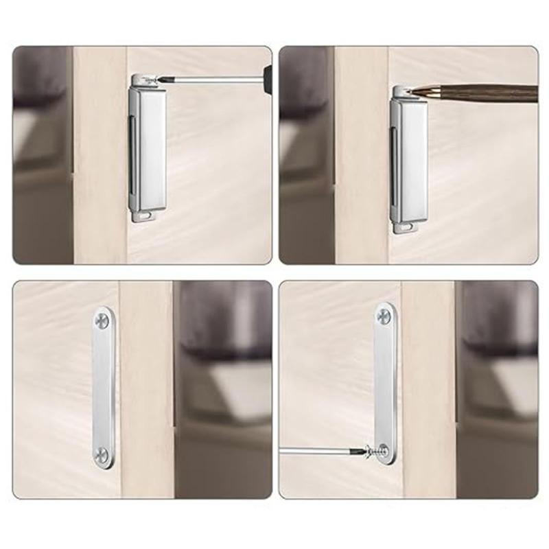 4Pieces Magnetic Door Latches Sturdy Stainless Steel Automatic Shut Mechanism for Cupboard Closet Wardrobe Room Door