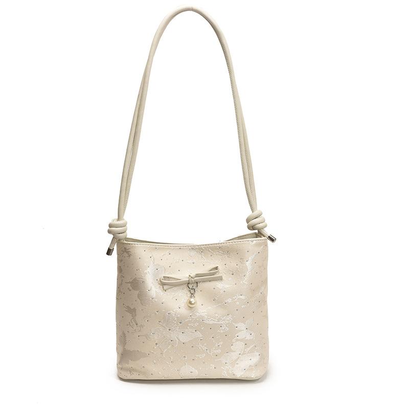 Korean Niche Bow Women's Bag 2025 New Summer Shoulder Armpit Bag Fashionable High-value Portable Bucket Bag