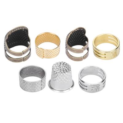 7Pcs Sewing Thimble Ring Brass Finger Protection Sleeve Knitting CrossStitch Fingertip Protector