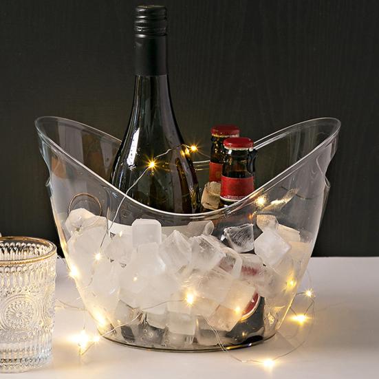 Cubo de Hielo en Forma de Lingote Gran Capacidad Doble Asa Refrigerador Portátil para Cerveza Champaña Vino Cubo de Hielo Resistente para Fiesta Camping Picnic Barra de Casa