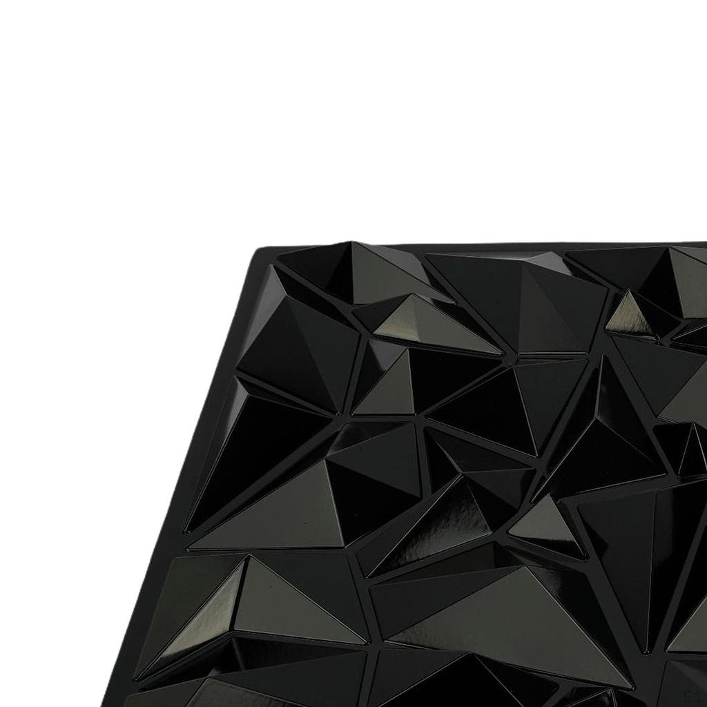 16x 3D Wall Panels Black Accent Diamond Decorative Easy Install Textured Tiles 30 x 30cm for Living