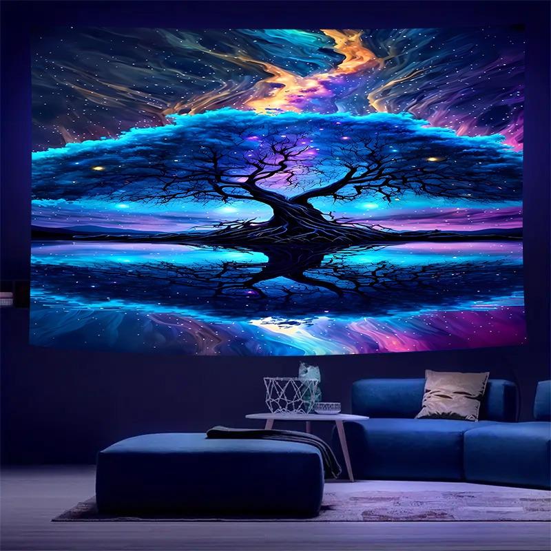 Ultraviolet Bubble Giant Tree Luminous Tapestry, Indoor Mood To Create Atmosphere, Psychedelic Luminous Art, Bedroom Decoration