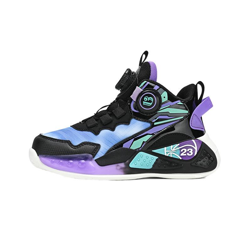 Children's basketball shoes, boys' shoes 2025 new mesh rotating buckle sports shoes, middle-aged and older children's anti-skid training shoes, cla