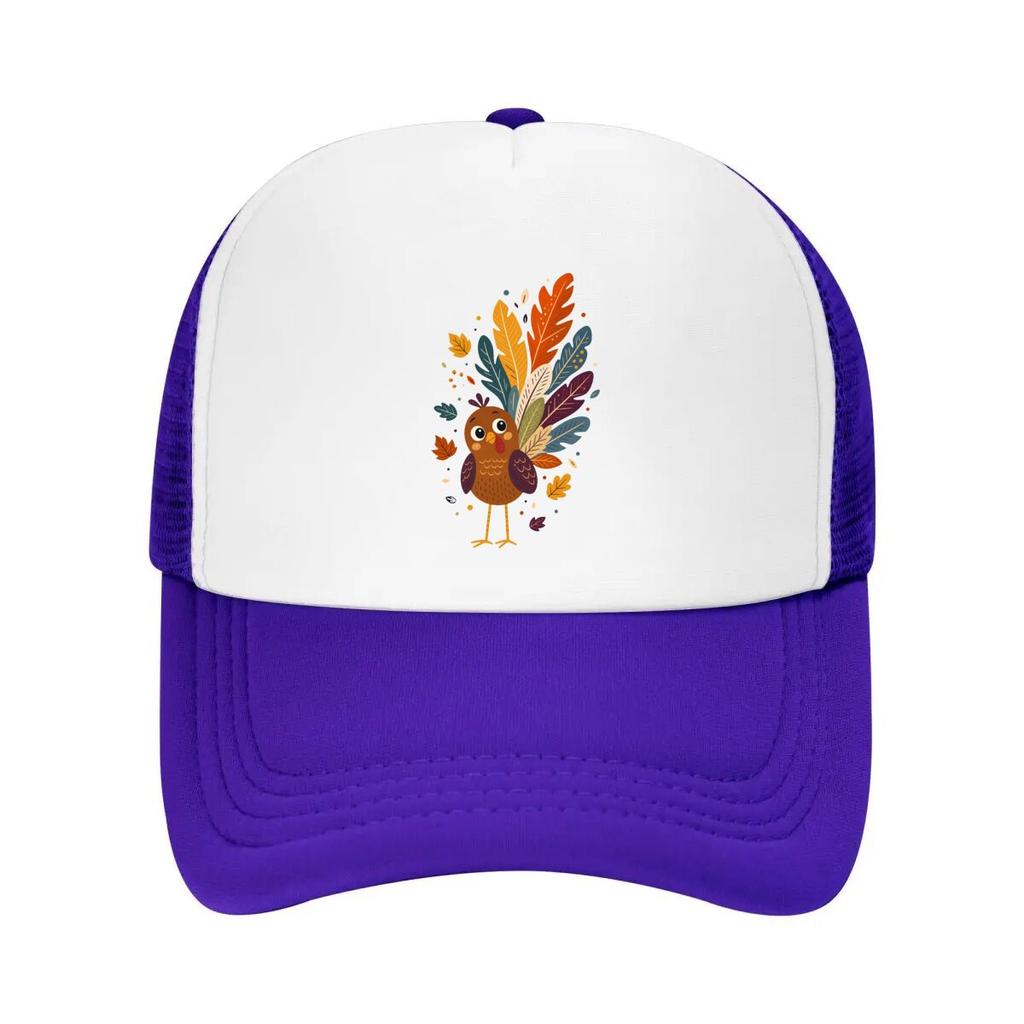 Whimsical Thanksgiving Bird Feather Mesh Baseball Cap Casual Hat Outdoor For Womens Unisex FeUnisex