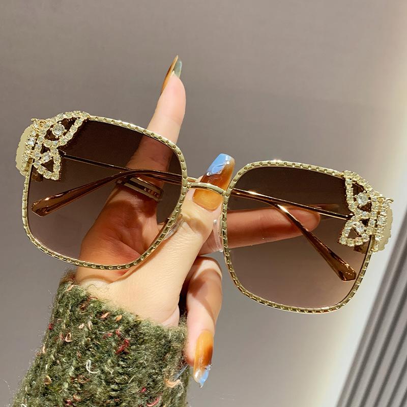 y2k Luxury Diamond Crystal Butterfly Square Sunglasses Women For Men Brand Designer Vintage Sun Glasses Punk Oversized Shades (As shown-11486)-