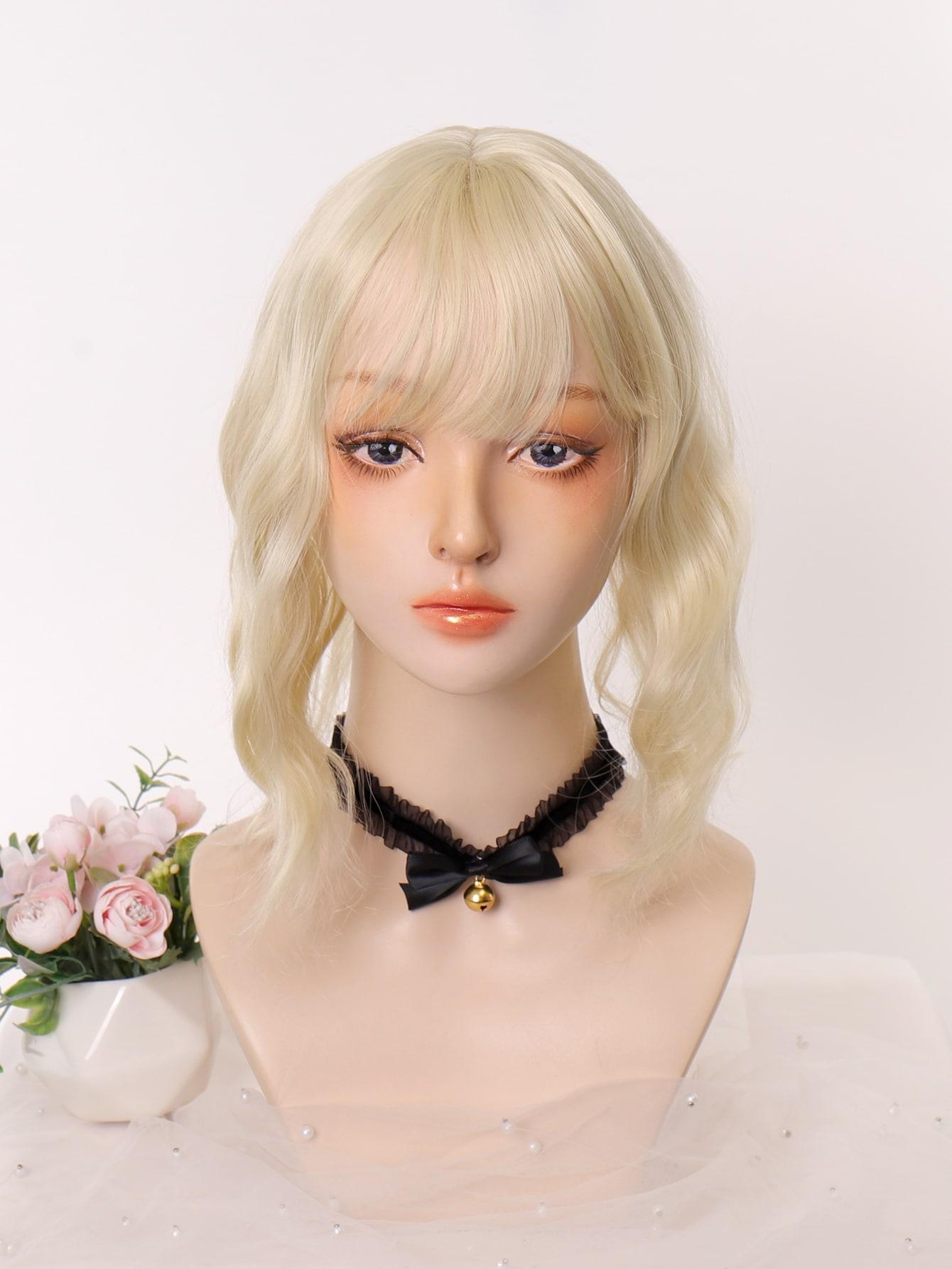 

35 см светло-золотистые короткие вьющиеся воздушные челки с накладкой сверху 14inch