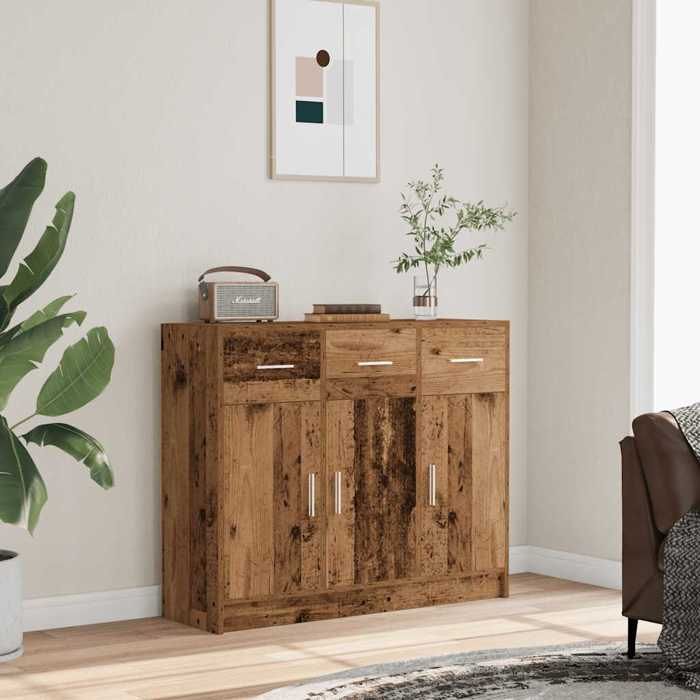 VidaXL Buffet vieux bois 91x28x75 cm bois d'ingénierie, meuble de rangement, meuble de rangement de cuisine, meuble de 855894