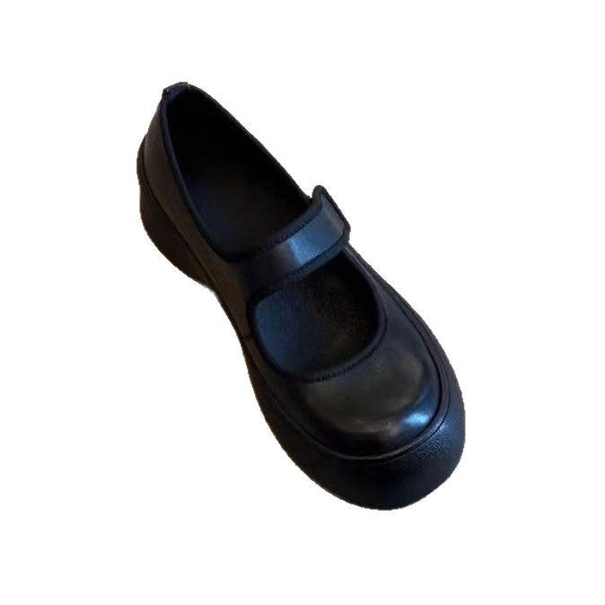 Spot Version~ Thick-soled Round Head Velcro Shallow Mouth Single Shoes Women's 2025 Summer New Versatile Casual Mary Jane Shoes