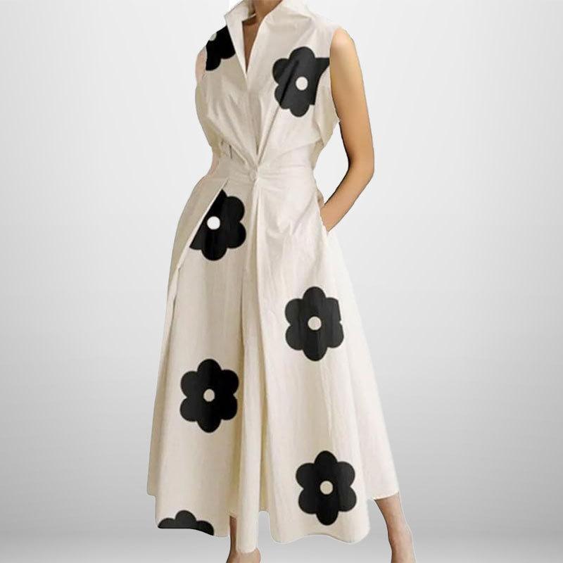 Plus Size Commuter Fashion POLO Neck Lining Long Short Sleeve Loose Pendulum Dress