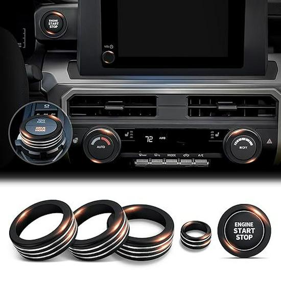 Decorative Ring Set for Toyota Tacoma ’24-'25: Fits Air Conditioning and Volume Knobs