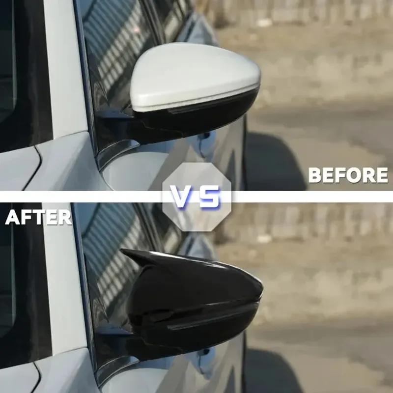 For Peugeot 208     ABS Car Rearview Side Mirror Cover Wing Cap Exterior Door Housing Trim Adhesive Sticker