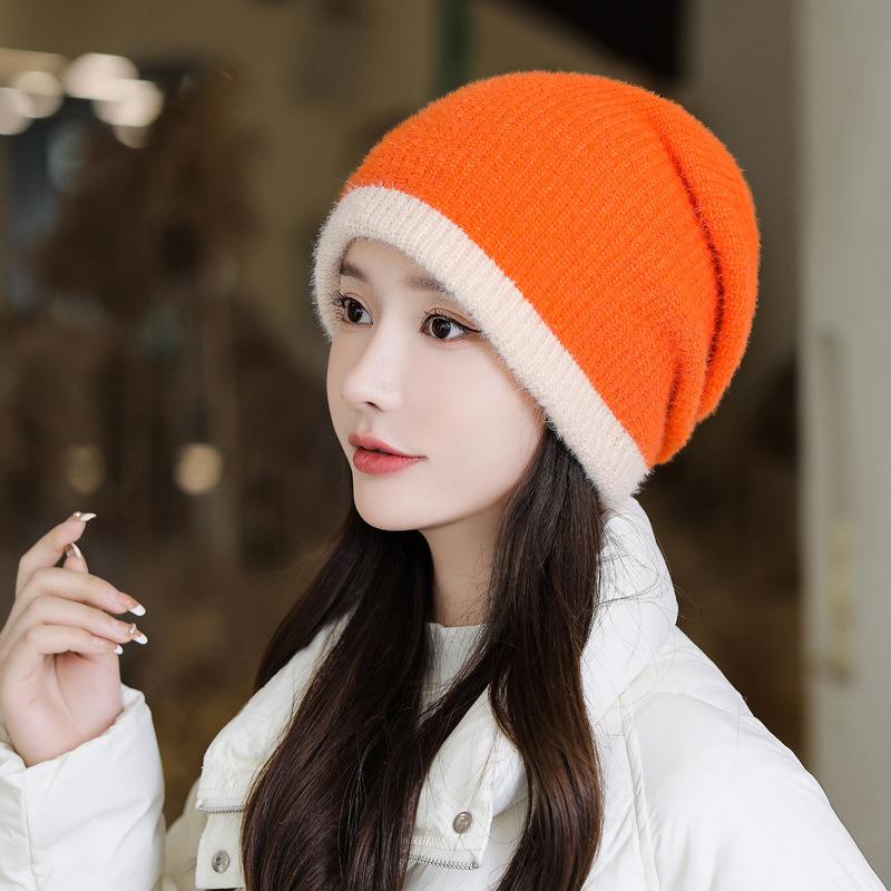 

Осень и зима новая шляпа женская однотонная универсальная вязаная шерстяная шапка маленькая свежая зимняя теплая шапка One Size