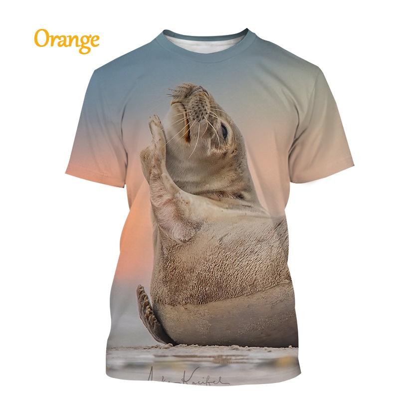 T-shirts Animals Funny Seal Fashion Summer Crew Neck 3D Print TShirts Boy Girl Kawaii Oversized  Casual Streetwear Tee Clothes