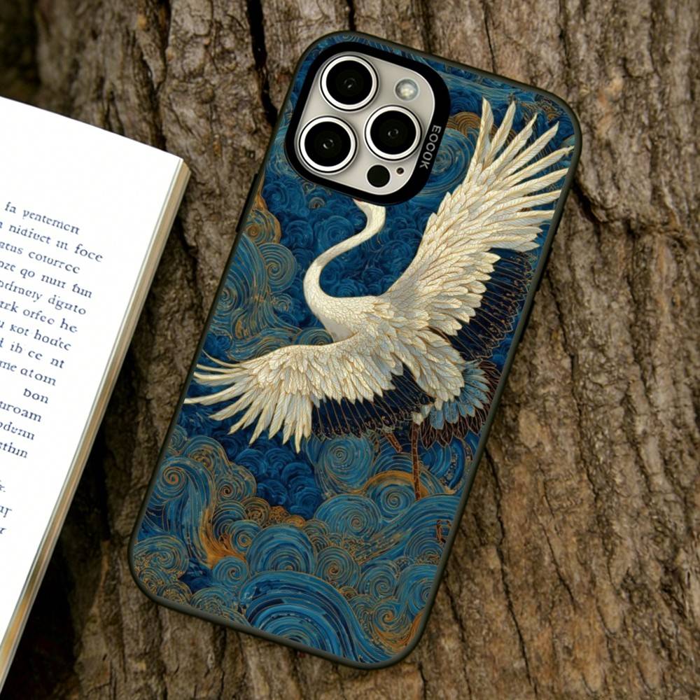 

Crane Phone Case For iPhone 17,16,15,14,13,12,11 Plus,Pro Max,XS,Colorful Silver Black Cover iPhone15