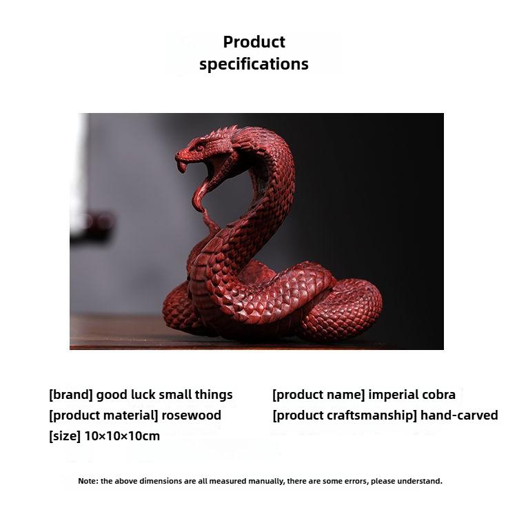 Decorazione Cobra Imperatore in Palissandro Naturale, Serpente Zodiacale, Intaglio in Legno, Pezzo di Ornamento a Mano, Piccolo Ornamento dalla Personalità Creativa