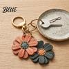 Small Floral Pendant Keychain Double Chrysanthemum Design Retro Style Soft