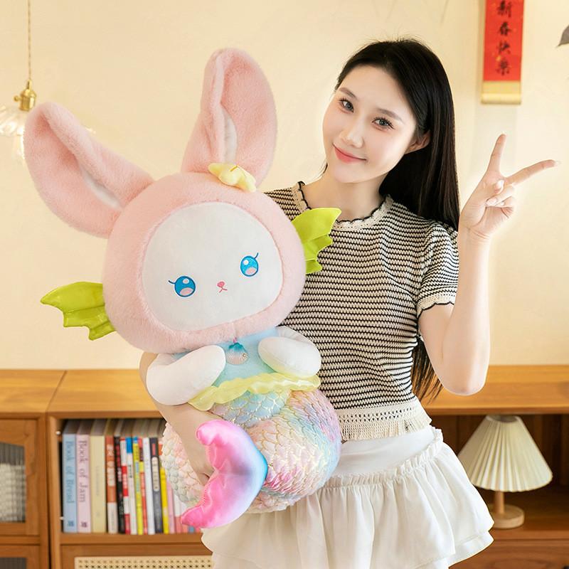 Mermaid Plush Bunny Toy Soft Cuddly Animal For Girls Kids Companion Sleep