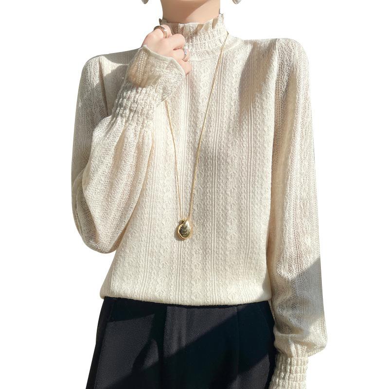 Primavera e Outono Feminino Malhas Meia-alta Gola Moda Pulôver Suéter Exterior Vestir Maré
