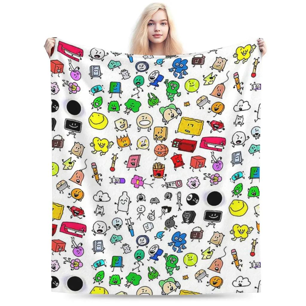 BFDI All Characters (Transparent) Blankets Soft Warm Flannel Throw Blanket Bedding for Bed Living Room Picnic Travel Home Couch